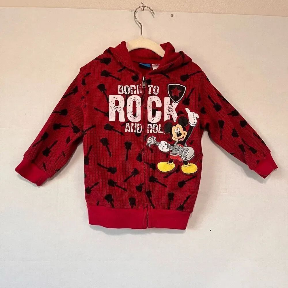 Disney Mickey Mouse Red Hoodie Boys Sz 3T GUC